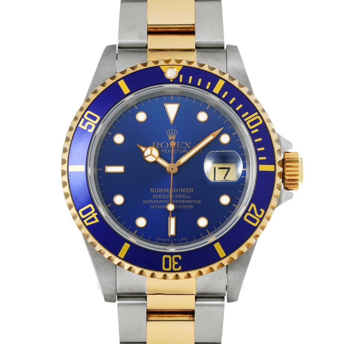 ROLEX SUBMARINER BLUE WATCH: ROLEX Submariner blue Watch Brand: ROLEX Type: Wristwatch Material: Band Material Stainless steel/Yellow Gold, Case Material Stainless steel Color: Dial Color blue Size: ??Case? H/about 40mm