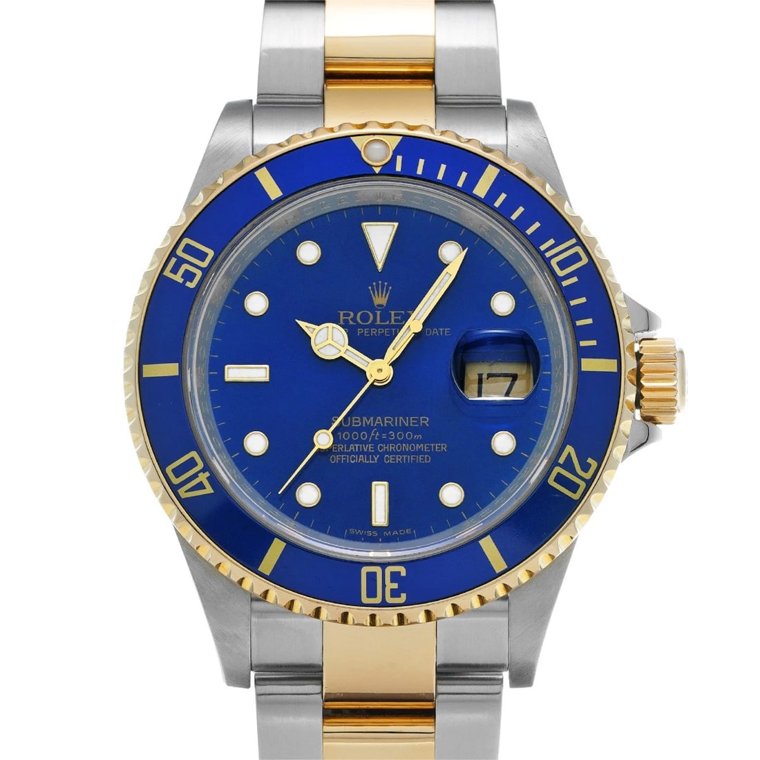 ROLEX SUBMARINER BLUE WATCH: ROLEX Submariner blue Watch Brand: ROLEX Type: Wristwatch Material: Band Material Stainless steel/Yellow Gold, Case Material Stainless steel Color: Dial Color blue Size: ??Case? H/about 40mm