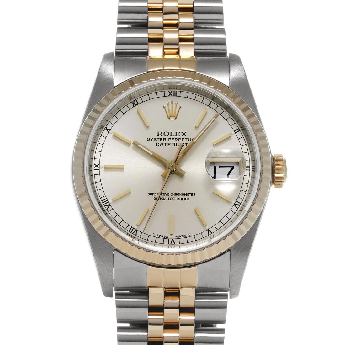 ROLEX DATEJUST SILVER WATCH: ROLEX Datejust Silver Watch Brand: ROLEX Type: Wristwatch Material: Band Material Stainless steel/Yellow Gold, Case Material Stainless steel Color: Dial Color Silver Size: ??Case? H/about 36mm W/a