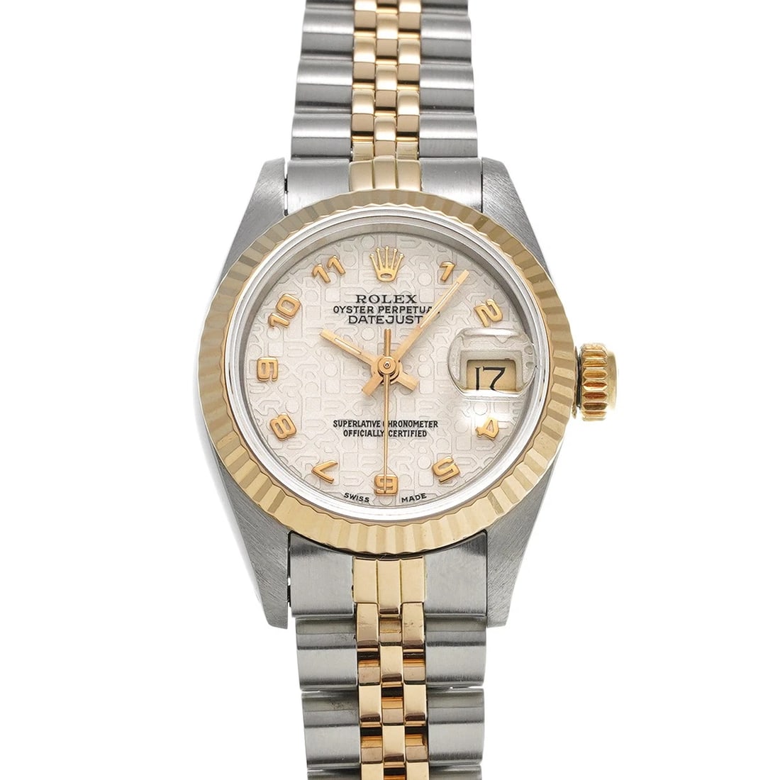 ROLEX DATEJUST IVORY COMPUTER WATCH: ROLEX Datejust Ivory Computer Watch Brand: ROLEX Type: Wristwatch Material: Band Material Stainless steel/Yellow Gold, Case Material Stainless steel Color: Dial Color Ivory Computer Size: