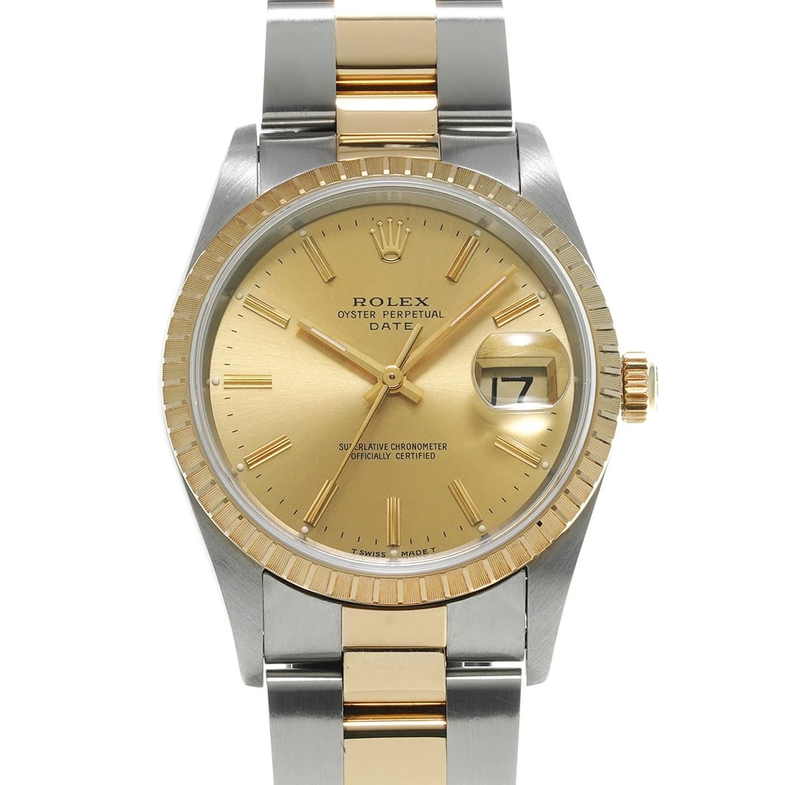ROLEX OYSTER PERPETUAL CHAMPAGNE WATCH: ROLEX Oyster Perpetual Champagne Watch Brand: ROLEX Type: Wristwatch Material: Band Material Stainless steel/Yellow Gold, Case Material Stainless steel Color: Dial Color Champagne Size: