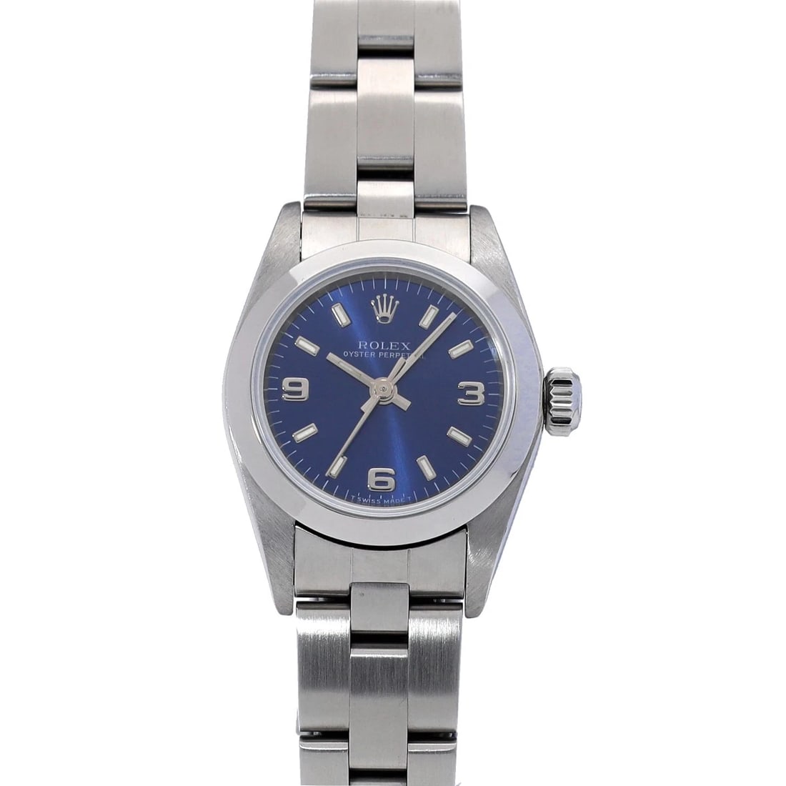 ROLEX OYSTER PERPETUAL BLUE WATCH: ROLEX Oyster Perpetual blue Watch Brand: ROLEX Type: Wristwatch Material: Band Material Stainless steel, Case Material Stainless steel Color: Dial Color blue Size: ??Case? H/about 24mm W/about