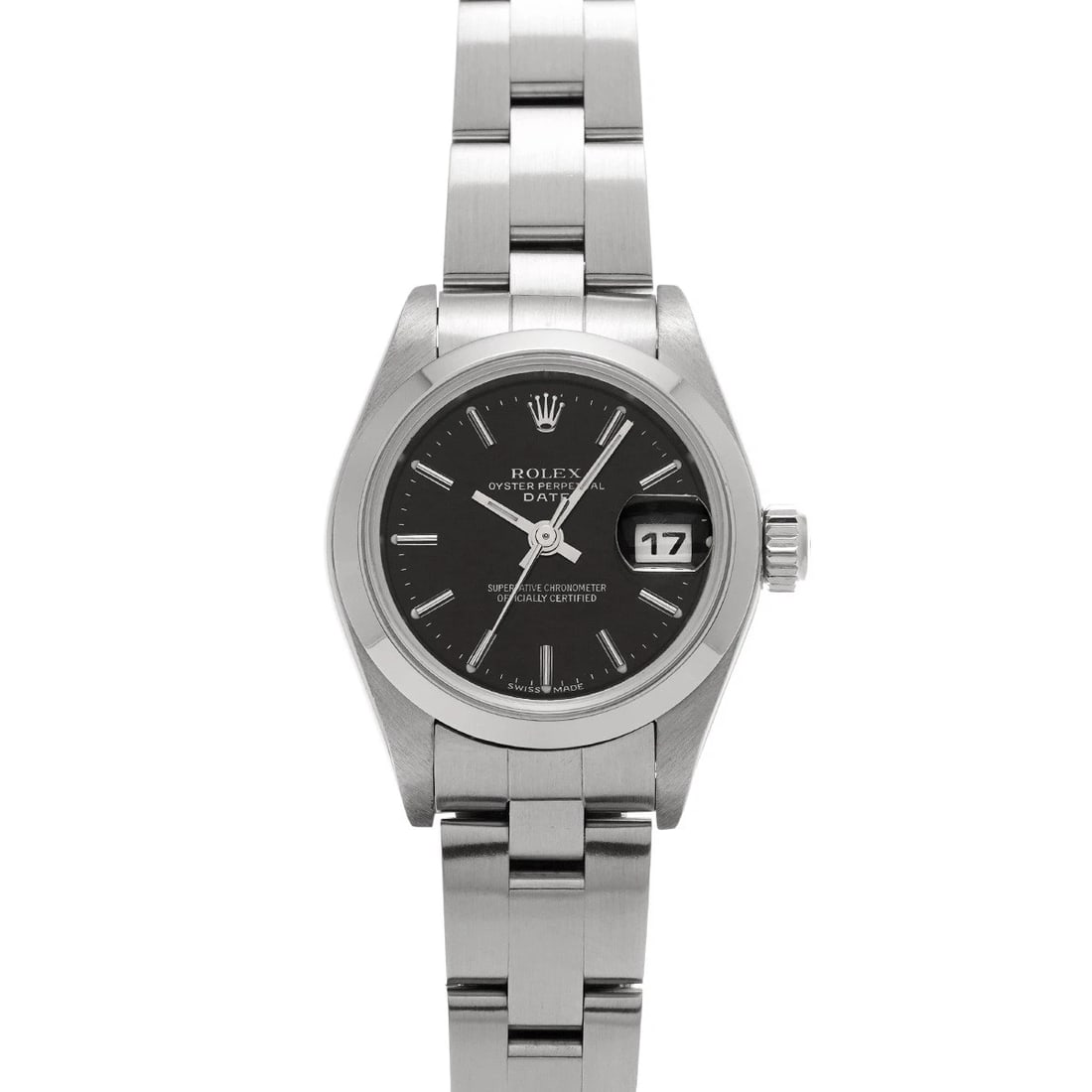 ROLEX OYSTER PERPETUAL BLACK WATCH: ROLEX Oyster Perpetual black Watch Brand: ROLEX Type: Wristwatch Material: Band Material Stainless steel, Case Material Stainless steel Color: Dial Color black Size: ??Case? H/about 26mm