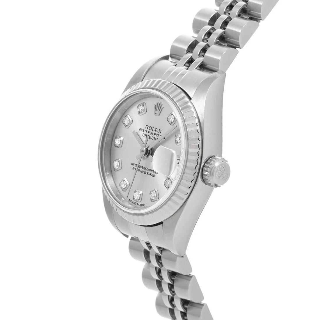 ROLEX DATEJUST SILVER DIAMOND WATCH - 2