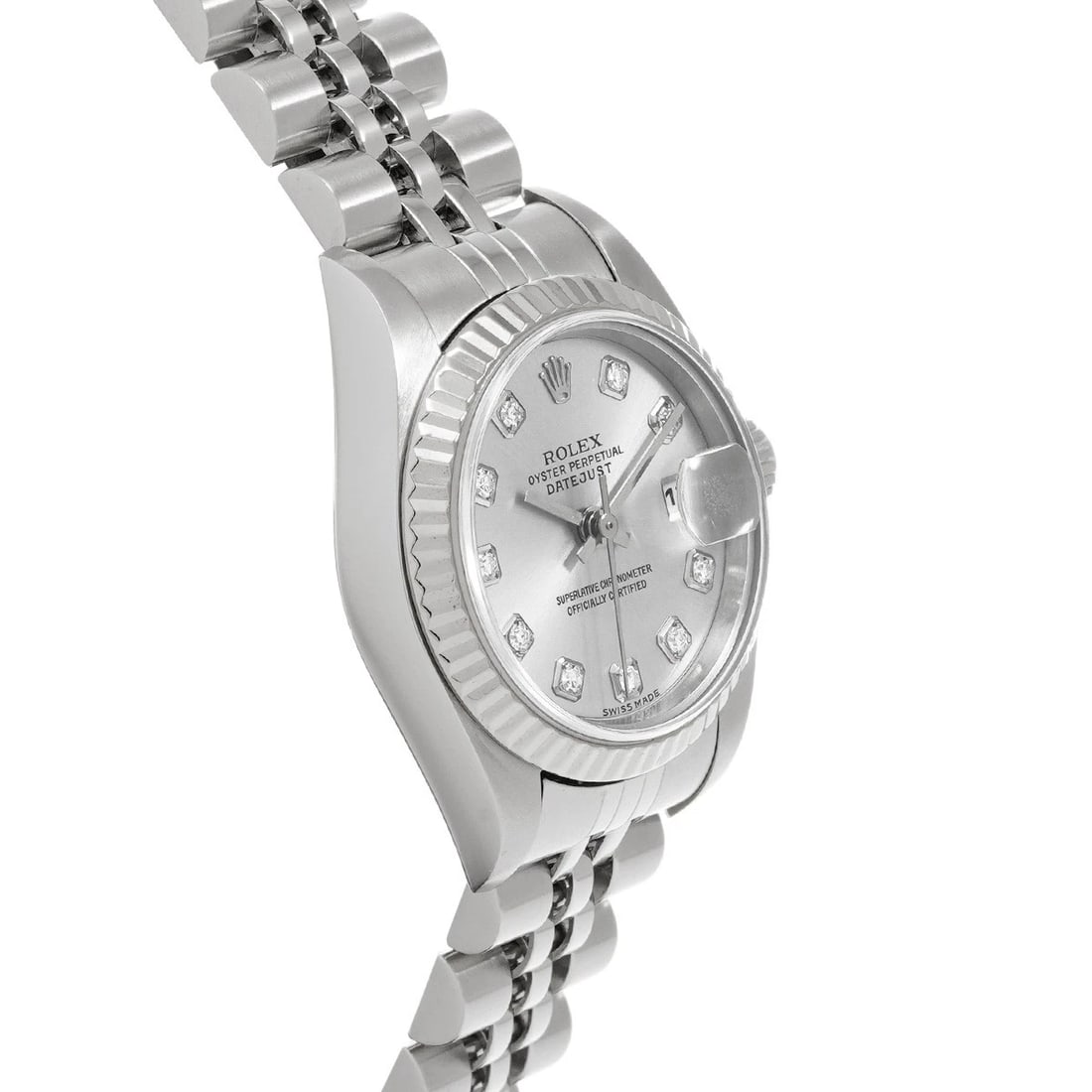 ROLEX DATEJUST SILVER DIAMOND WATCH - 3