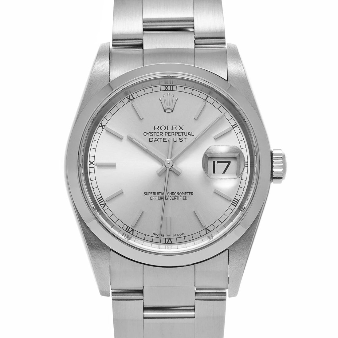 ROLEX DATEJUST SILVER WATCH: ROLEX Datejust Silver Watch Brand: ROLEX Type: Wristwatch Material: Band Material Stainless steel, Case Material Stainless steel Color: Dial Color Silver Size: ??Case? H/about 36mm W/about 36mm D/