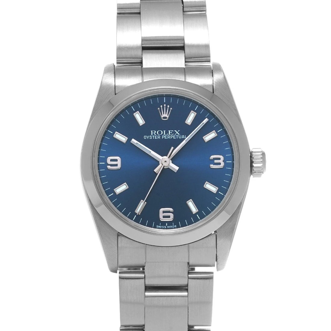ROLEX OYSTER PERPETUAL BLUE WATCH: ROLEX Oyster Perpetual blue Watch Brand: ROLEX Type: Wristwatch Material: Band Material Stainless steel, Case Material Stainless steel Color: Dial Color blue Size: ??Case? H/about 31mm W/about