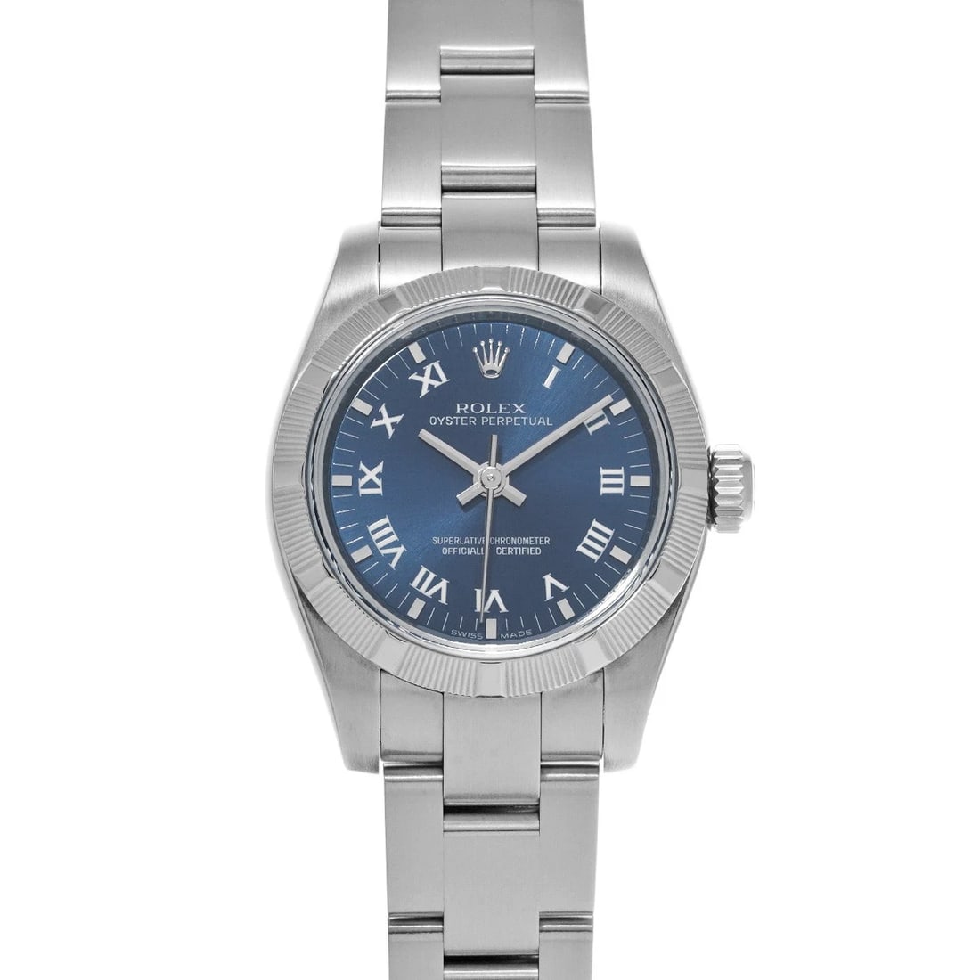 ROLEX OYSTER PERPETUAL BLUE WATCH: ROLEX Oyster Perpetual blue Watch Brand: ROLEX Type: Wristwatch Material: Band Material Stainless steel, Case Material Stainless steel Color: Dial Color blue Size: ??Case? H/about 26mm W/about