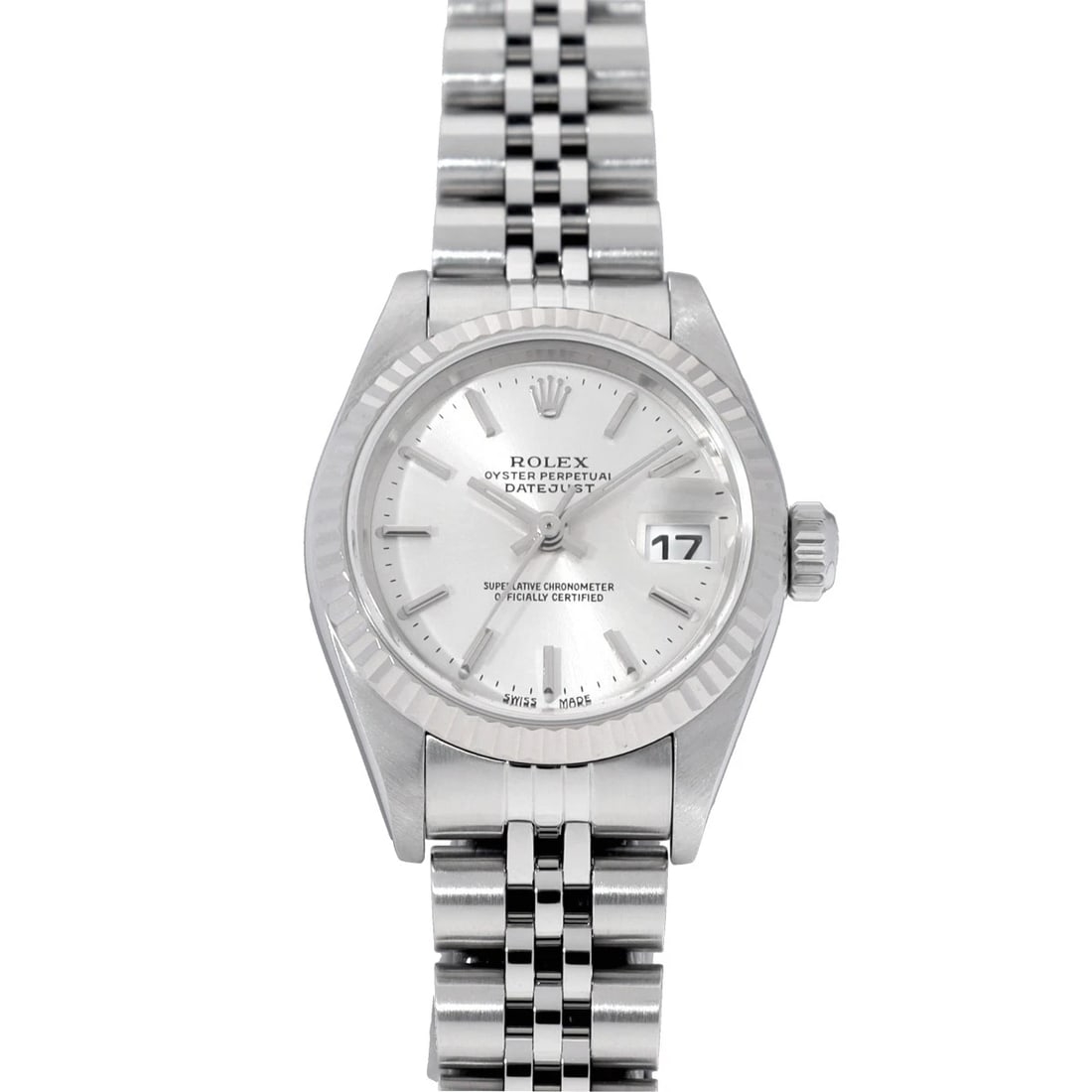 ROLEX DATEJUST SILVER WATCH: ROLEX Datejust Silver Watch Brand: ROLEX Type: Wristwatch Material: Band Material Stainless steel, Case Material Stainless steel Color: Dial Color Silver Size: ??Case? H/about 26mm W/about 26mm D/
