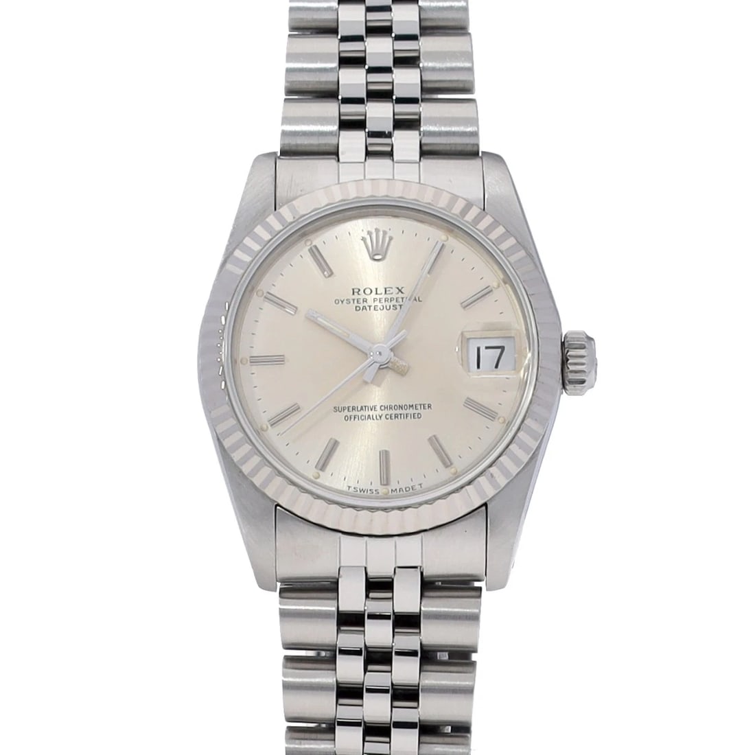 ROLEX DATEJUST SILVER WATCH: ROLEX Datejust Silver Watch Brand: ROLEX Type: Wristwatch Material: Band Material Stainless steel, Case Material Stainless steel Color: Dial Color Silver Size: ??Case? H/about 31mm W/about 31mm D/