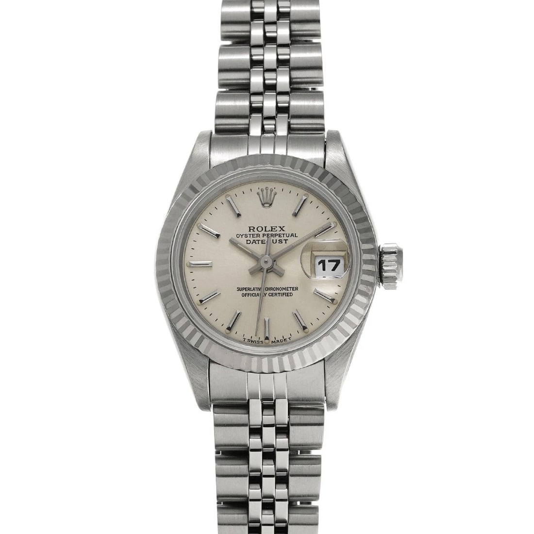 ROLEX DATEJUST SILVER WATCH: ROLEX Datejust Silver Watch Brand: ROLEX Type: Wristwatch Material: Band Material Stainless steel, Case Material Stainless steel Color: Dial Color Silver Size: ??Case? H/about 26mm W/about 26mm D/