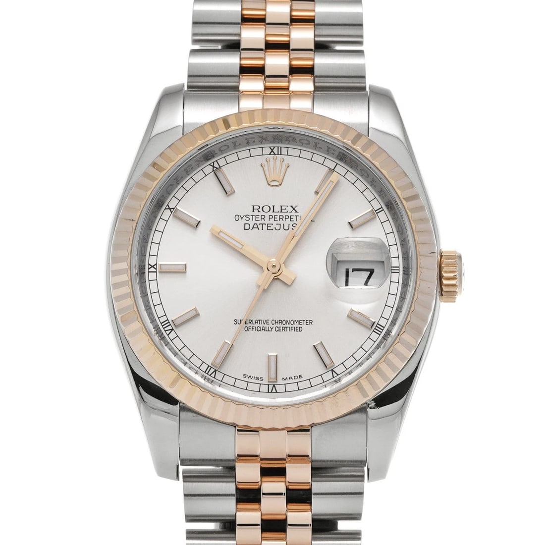 ROLEX DATEJUST SILVER WATCH: ROLEX Datejust Silver Watch Brand: ROLEX Type: Wristwatch Material: Band Material Stainless steel/Everrose gold, Case Material Stainless steel Color: Dial Color Silver Size: ??Case? H/about
