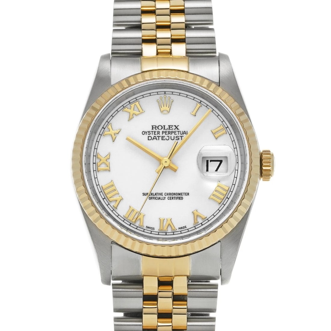 ROLEX DATEJUST WHITE WATCH: ROLEX Datejust white Watch Brand: ROLEX Type: Wristwatch Material: Band Material Stainless steel/Yellow Gold, Case Material Stainless steel Color: Dial Color white Size: ??Case? H/about 36mm