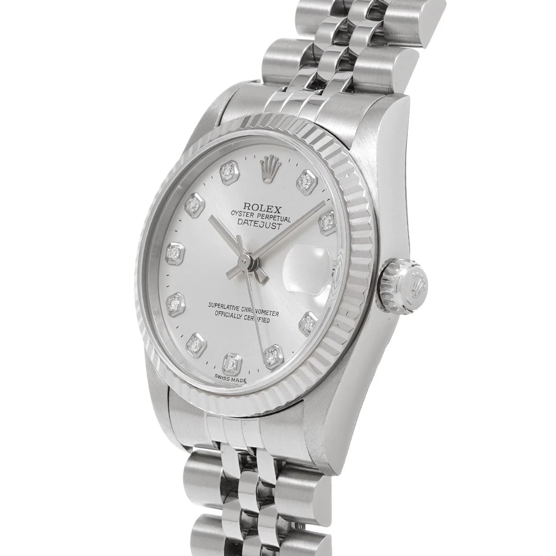 ROLEX DATEJUST SILVER DIAMOND WATCH - 2