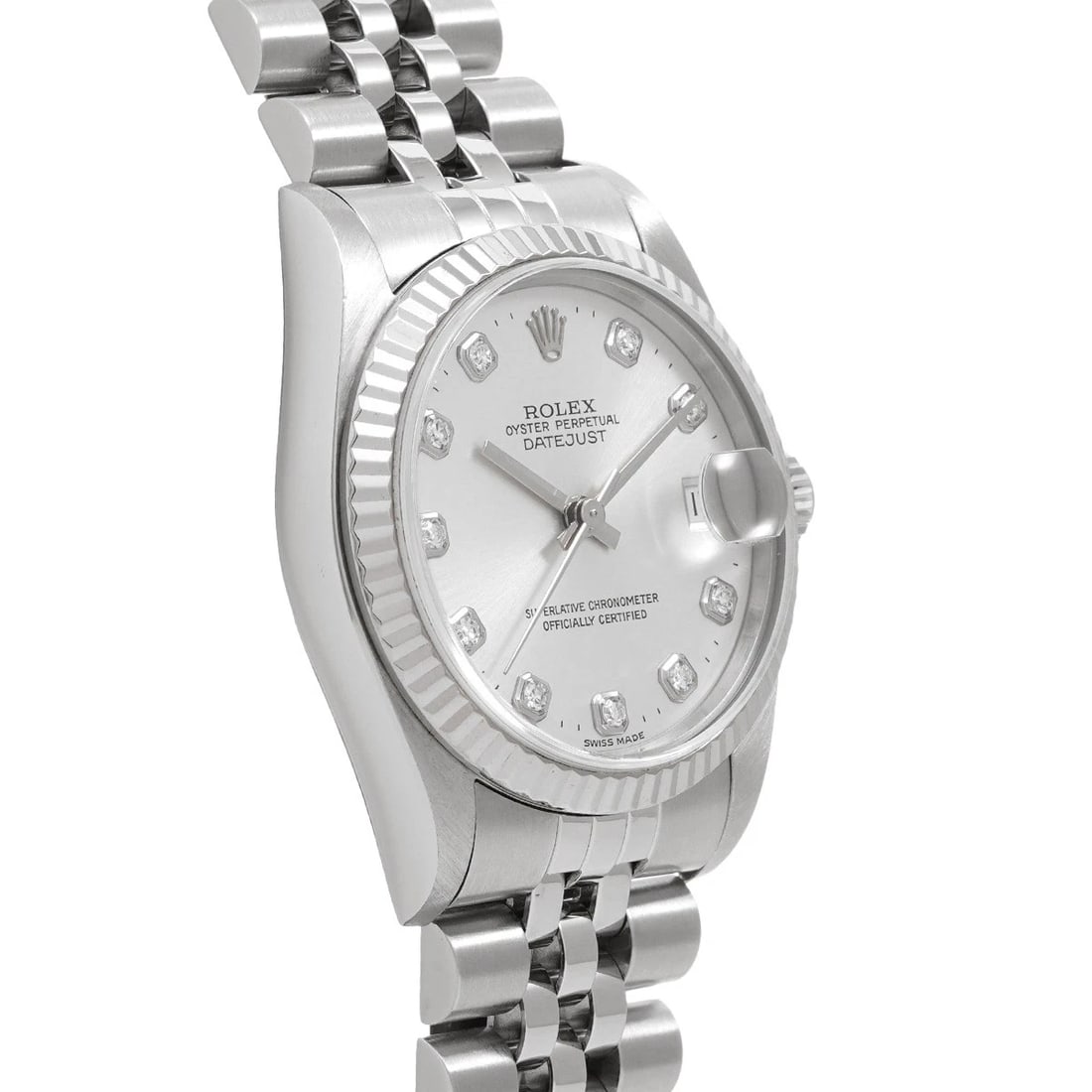 ROLEX DATEJUST SILVER DIAMOND WATCH - 3