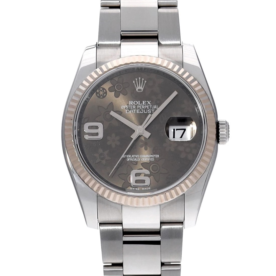 ROLEX DATEJUST GRAY FLOWER WATCH: ROLEX Datejust Gray flower Watch Brand: ROLEX Type: Wristwatch Material: Band Material Stainless steel, Case Material Stainless steel Color: Dial Color Gray flower Size: ??Case? H/about 36mm
