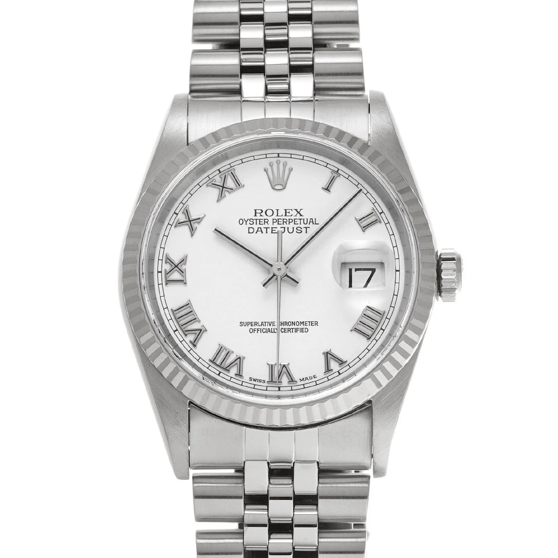 ROLEX DATEJUST WHITE WATCH: ROLEX Datejust white Watch Brand: ROLEX Type: Wristwatch Material: Band Material Stainless steel, Case Material Stainless steel Color: Dial Color white Size: ??Case? H/about 36mm W/about 36mm D/ab