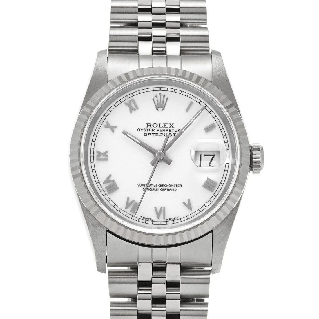ROLEX DATEJUST WHITE WATCH: ROLEX Datejust white Watch Brand: ROLEX Type: Wristwatch Material: Band Material Stainless steel, Case Material Stainless steel Color: Dial Color white Size: ??Case? H/about 36mm W/about 36mm D/ab