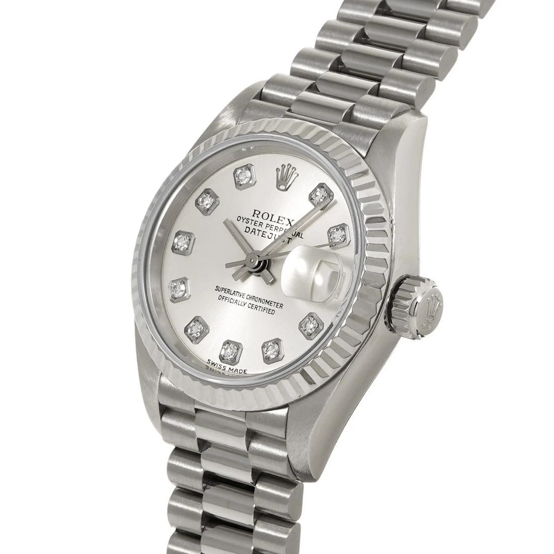 ROLEX DATEJUST SILVER DIAMOND WATCH - 2