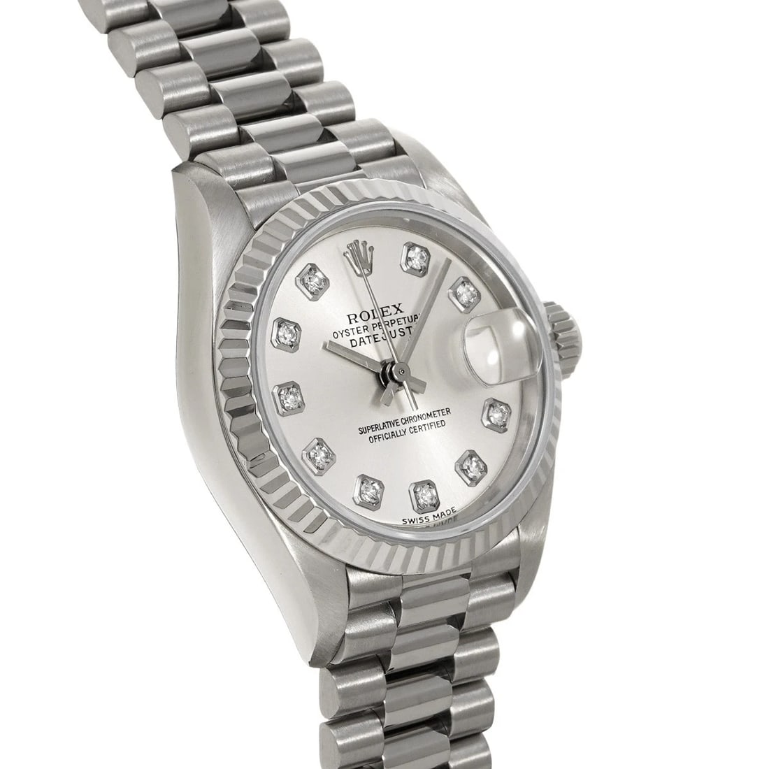 ROLEX DATEJUST SILVER DIAMOND WATCH - 3