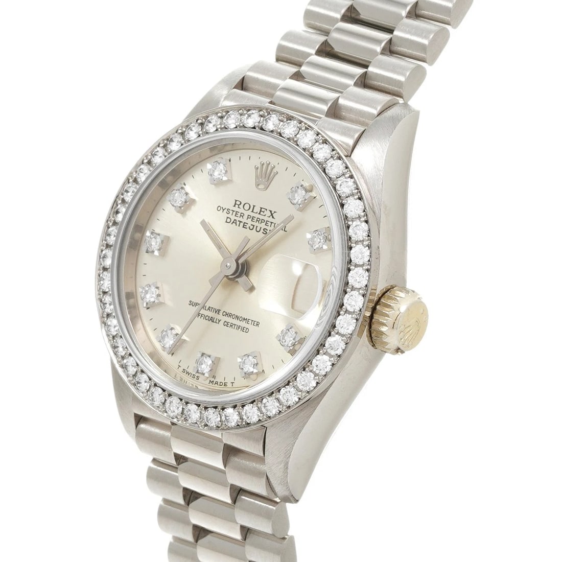 ROLEX DATEJUST SILVER DIAMOND WATCH - 2