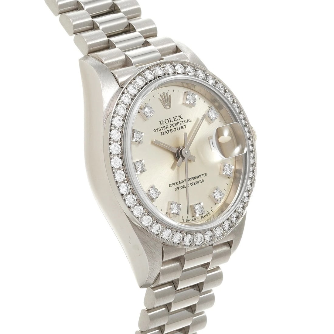 ROLEX DATEJUST SILVER DIAMOND WATCH - 3