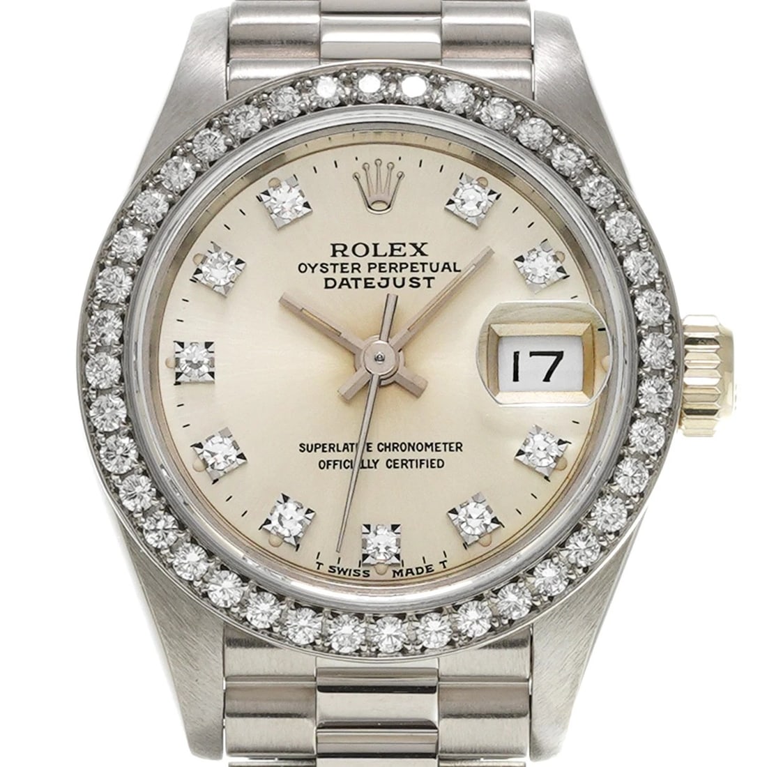 ROLEX DATEJUST SILVER DIAMOND WATCH - 4