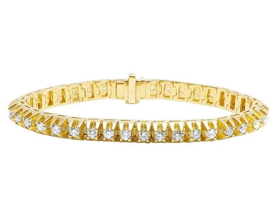 GENUINE DIAMOND RAISED PRONG 10K YELLOW GOLD BRACELET: Genuine Diamond Raised Prong 10K Yellow Gold Bracelet Brand: None Type: Bracelet Material: 10k Yellow Gold Color: Yellow Gold Size: Dimension 8" 7mm Accessories: None Accessories Notice: W