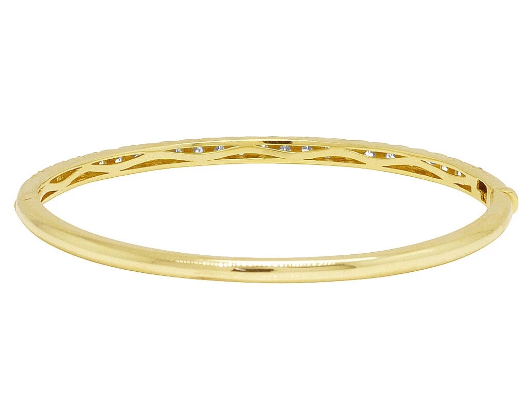 ONE ROW 10 POINTER REAL DIAMOND DESIGNER BANGLE BRACELET - 2
