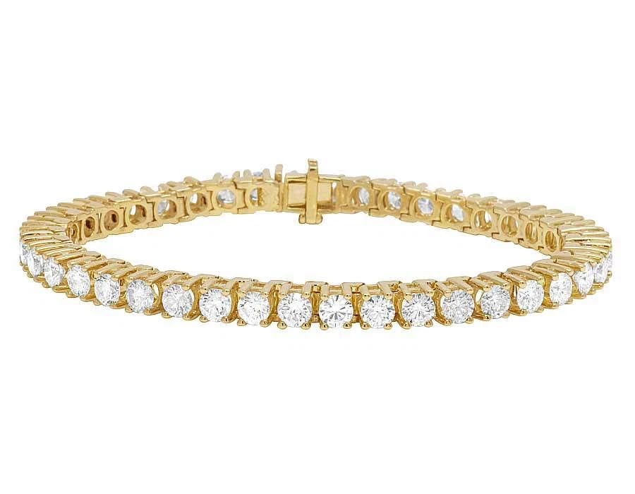 14K YELLOW GOLD PRONG TENNIS SOLITAIRE GENUINE DIAMOND BRACELET: 14K Yellow Gold Prong Tennis Solitaire Genuine Diamond Bracelet Brand: None Type: Bracelet Material: 14k Yellow Gold Main Stone/Creation Natural Color: Yellow Gold Size: Dimension(s) 6mm, 7mm high