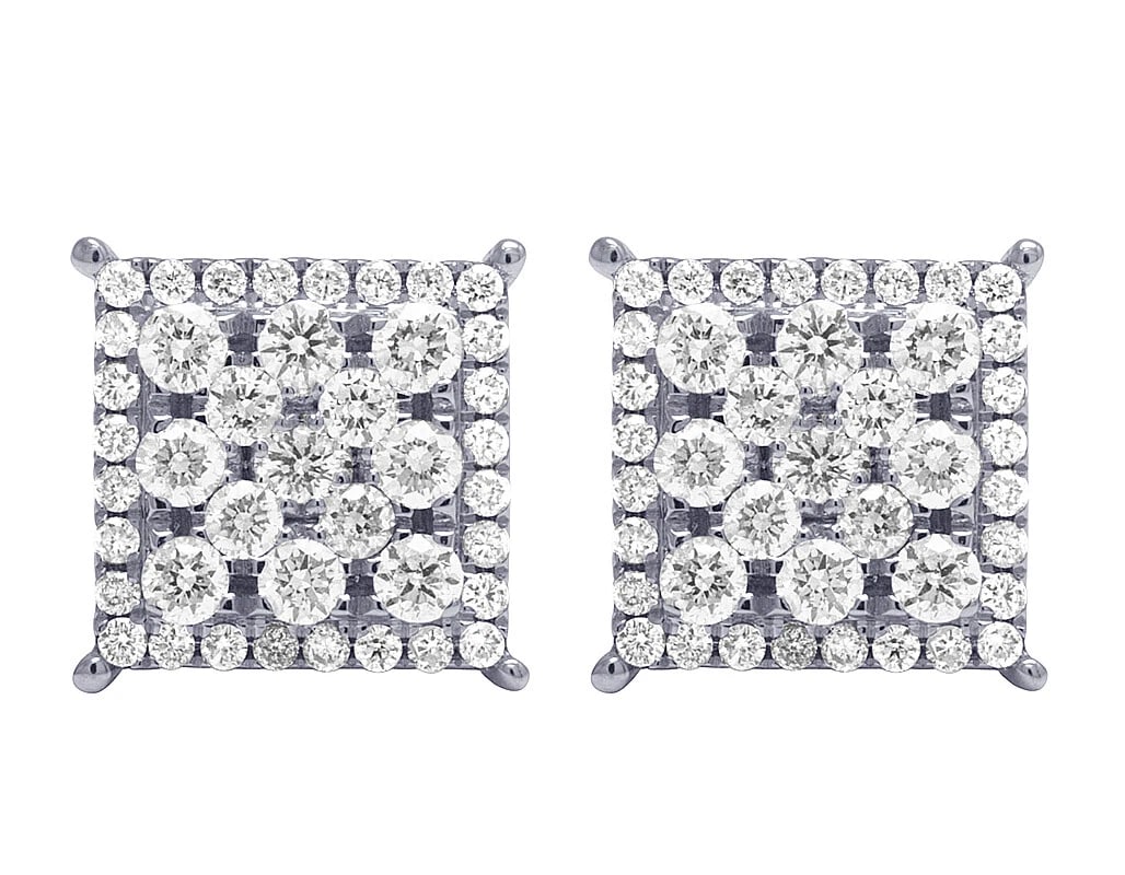 LADIES REAL DIAMOND KITE SQUARE STUDS EARRINGS: Ladies Real Diamond Kite Square Studs Earrings Brand: None Type: Earrings Material: 14k White Gold Main Stone/Creation Natural Color: White Gold Size: Dimension 12mm Accessories: None Acce