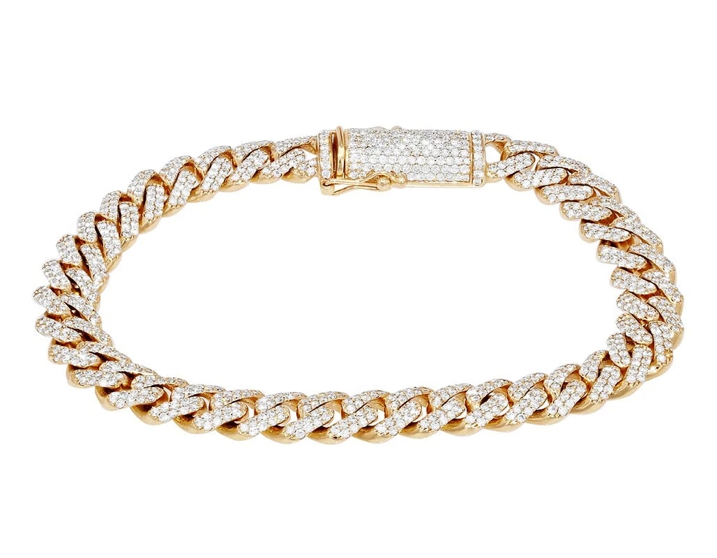 MIAMI CUBAN LINK REAL DIAMOND BRACELET 10K YELLOW GOLD (1 of 2)