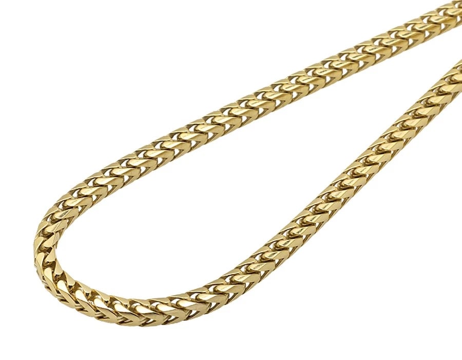 SOLID 10K YELLOW GOLD WIDE FRANCO CHAIN NECKLACE: Solid 10K Yellow Gold Wide Franco Chain Necklace Brand: None Type: Necklace Material: 10k Yellow Gold Color: Yellow Gold Size: Necklace Length 24 in Accessories: None Accessories Notice: W