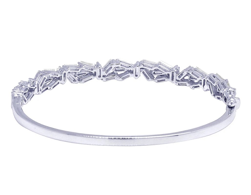 BAGUETTE OPENWORK REAL DIAMOND BANGLE - 2