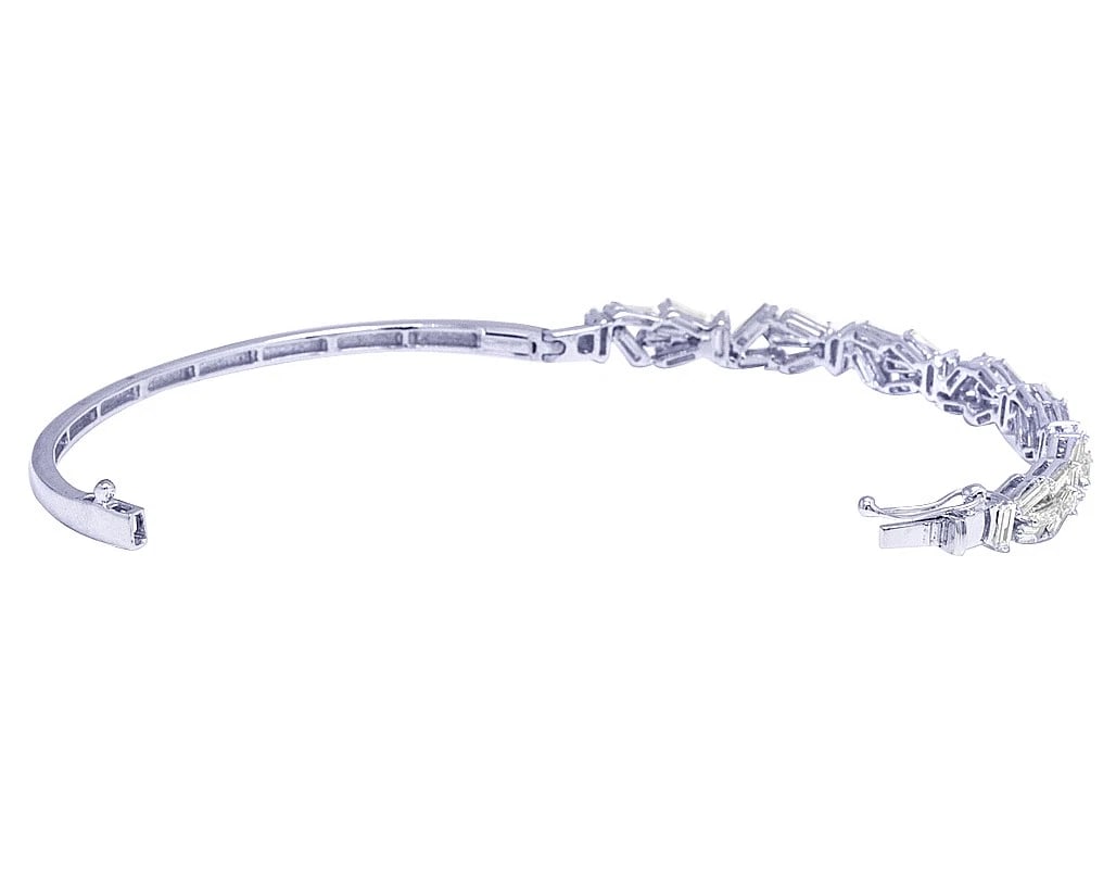 BAGUETTE OPENWORK REAL DIAMOND BANGLE - 4