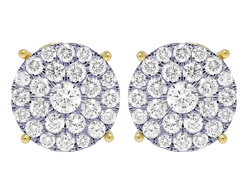 YELLOW GOLD 4 PRONG REAL DIAMOND FLOWER CLUSTER EARRINGS: Yellow Gold 4 Prong Real Diamond Flower Cluster Earrings Brand: None Type: Earrings Material: 10k Yellow Gold Main Stone/Creation Natural Color: Yellow Gold Size: Dimension 18MM 8.5MM 