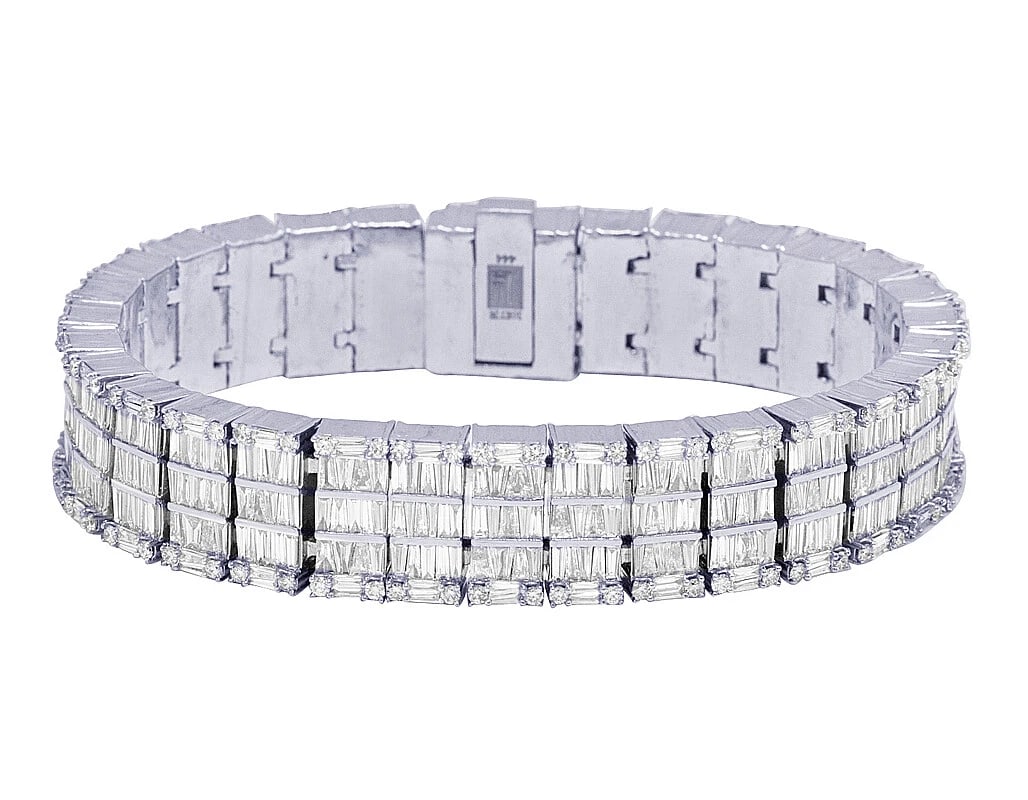 10K WHITE GOLD EMERALD REAL DIAMOND BRACELET (1 of 3)
