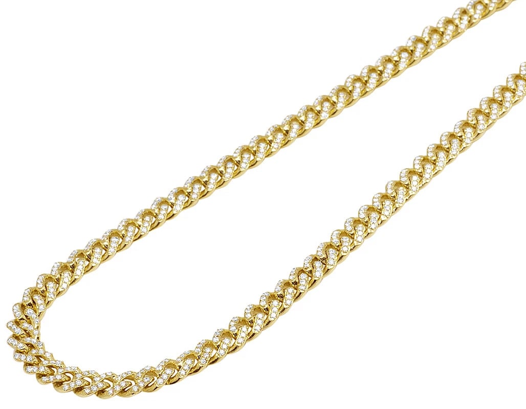 YELLOW GOLD MIAMI CUBAN LINK REAL DIAMOND CHAIN NECKLACE (1 of 3)