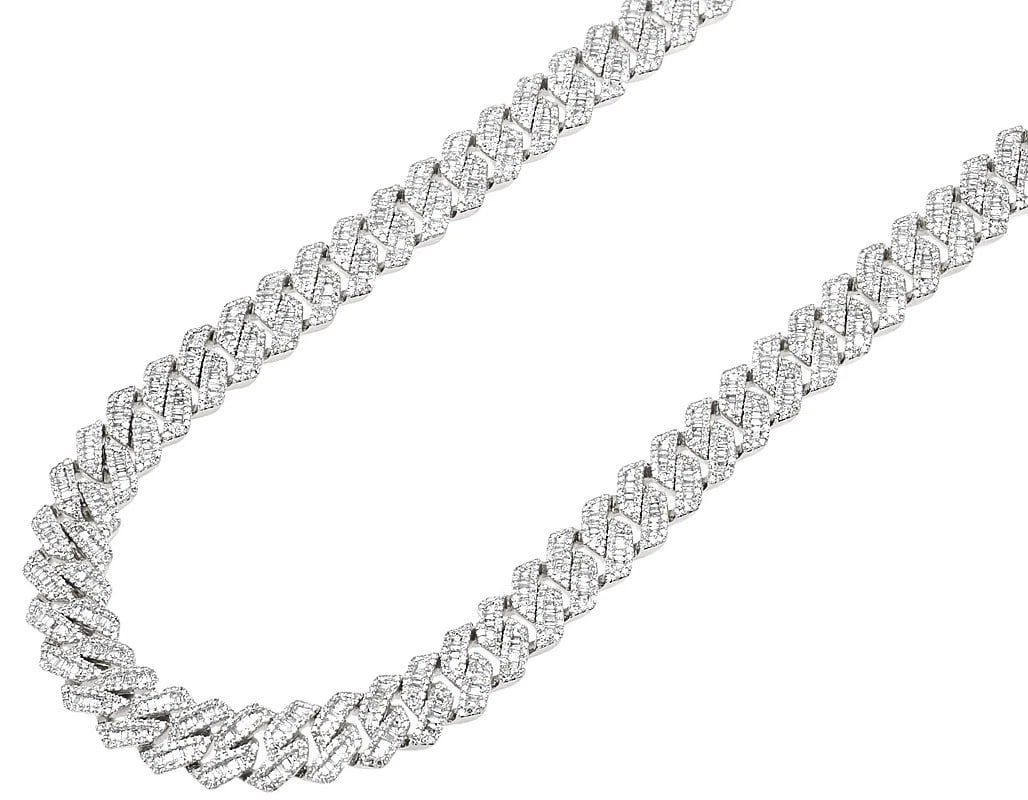 3 ROW REAL DIAMOND MIAMI CUBAN NECKLACE: 3 Row Real Diamond Miami Cuban Necklace Brand: None Type: Necklace Material: 10k White Gold Main Stone/Creation Natural Color: White Gold Size: Length 16"-24" Width 16mm Accessories: None