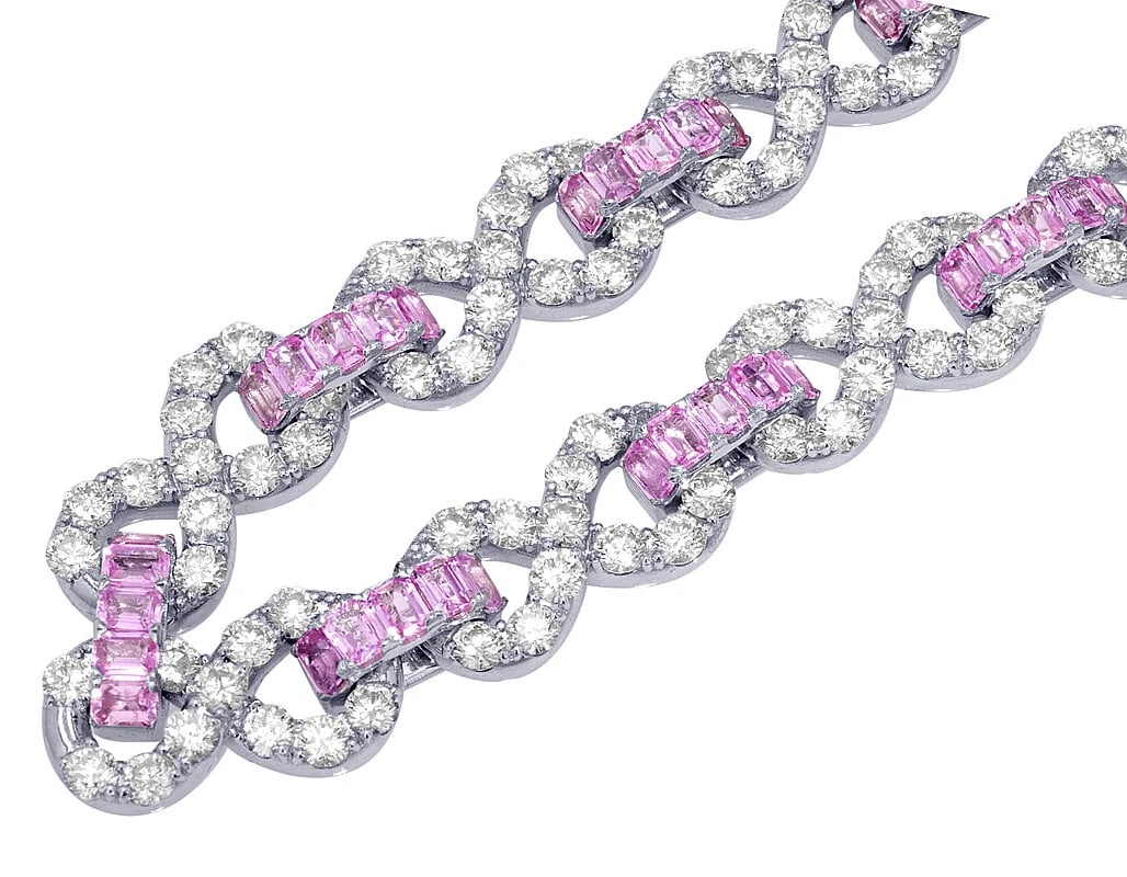 INFINITY LINK REAL DIAMONDS PINK LAB SAPPHIRES NECKLACE (1 of 2)