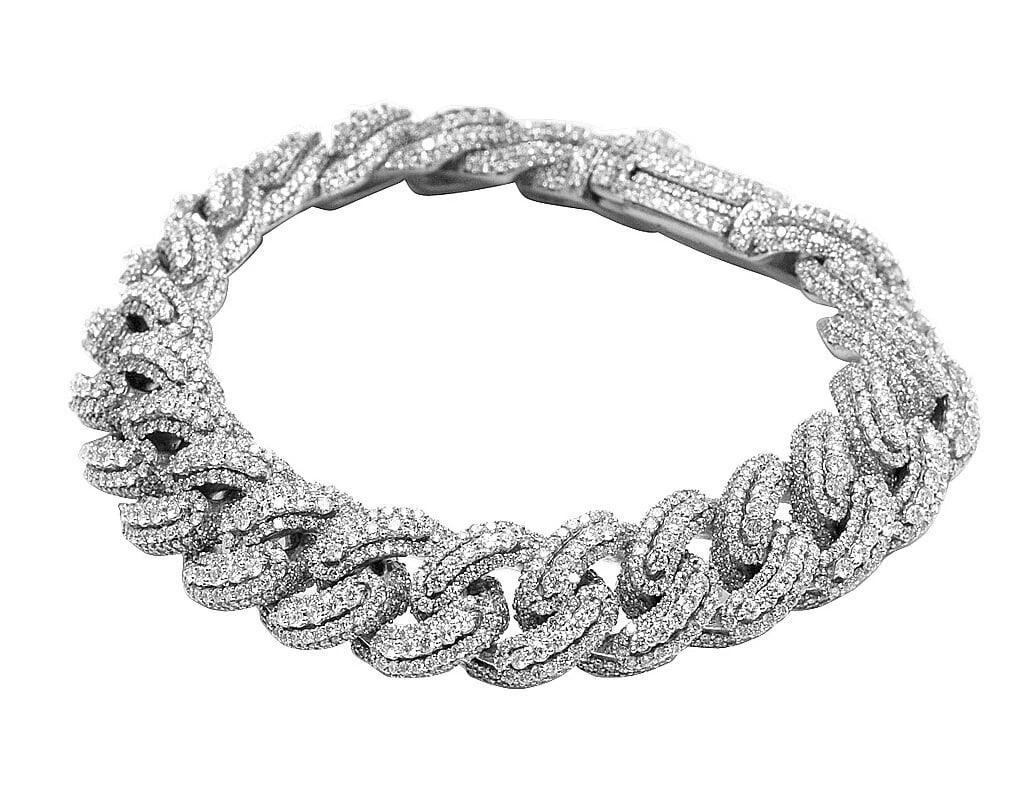 10K WHITE GOLD 3D PRONG REAL DIAMOND MIAMI CUBAN BRACELET: 10k White Gold 3D Prong Real Diamond Miami Cuban Bracelet Brand: Jewelry Hiphop Type: Necklace Material: 10k White Gold Main Stone/Creation Natural Color: White Gold Size: Dimension 14MM 8" 