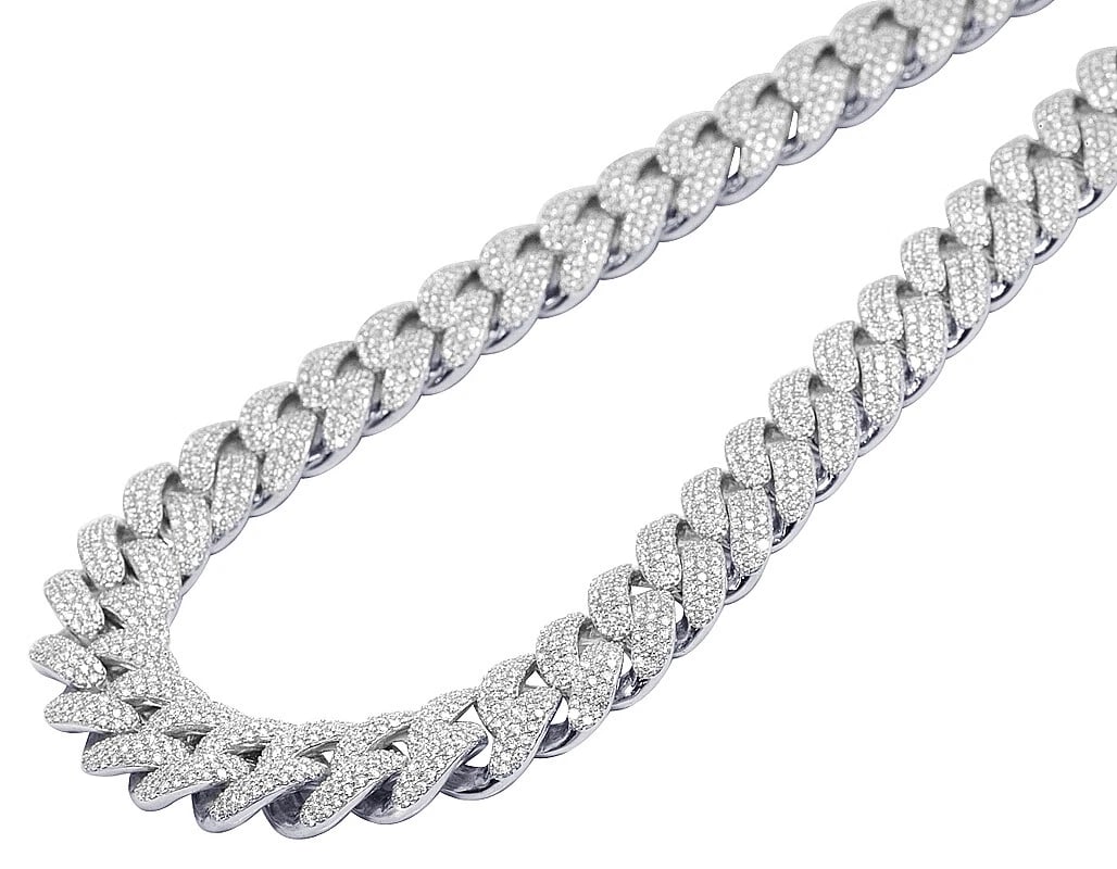 MIAMI CUBAN EGL CERTIFIED DIAMOND 10K WHITE GOLD CHAIN: Miami Cuban EGL Certified Diamond 10K White Gold Chain Brand: None Type: Necklace Material: 10k White Gold Main Stone/Creation Natural Color: White Gold Size: Length 21" Width 18MM 
