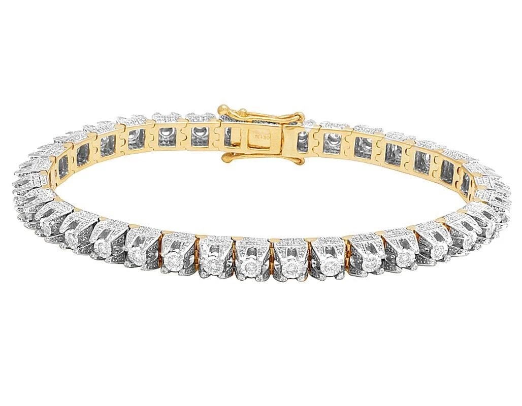 10K YELLOW GOLD GENUINE DIAMOND SOLITAIRE TENNIS BRACELET: 10K Yellow Gold Genuine Diamond Solitaire Tennis Bracelet Brand: None Type: Bracelet Material: 10k Yellow Gold Main Stone/Creation Natural Color: Yellow Gold Size: Dimension 6MM, 8" 