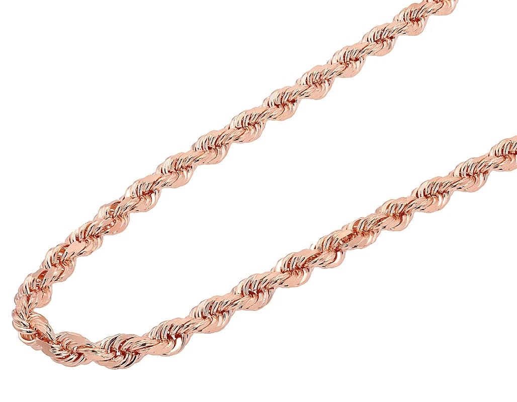 REAL 10K OR 14K SOLID ROPE CHAIN NECKLACE ROSE GOLD (1 of 2)
