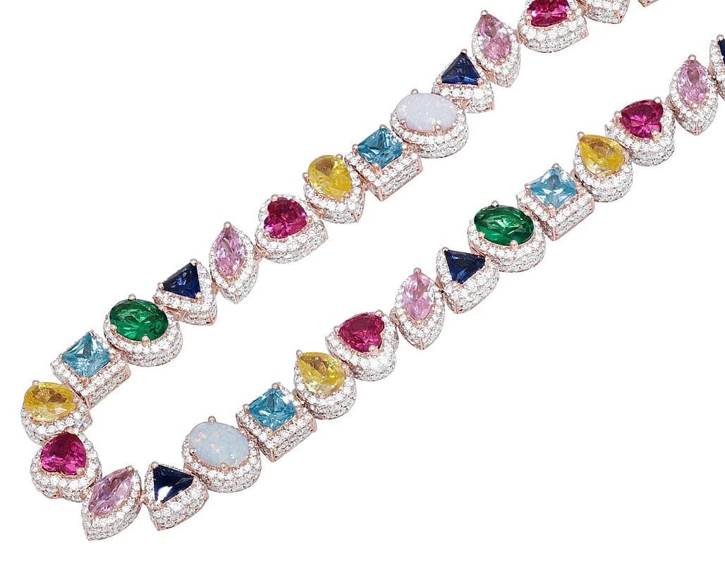 PRISMATIC GEMS REAL DIAMOND 3D NECKLACE: Prismatic Gems Real Diamond 3D Necklace Brand: None Type: Necklace Material: 10k Rose Gold Main Stone/Creation Natural Color: Rose Gold Size: Length 20 Inches Width 9.0mm Accessories: None