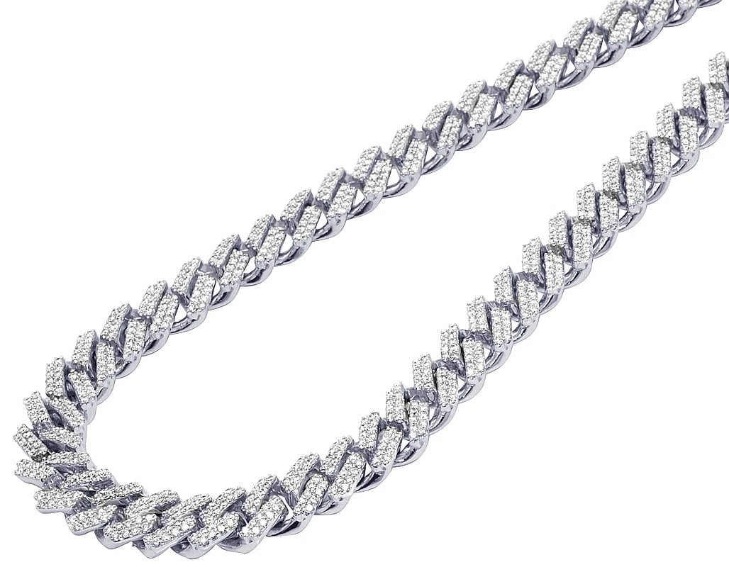 SOLID 10K WHITE GOLD REAL DIAMOND 2 ROW SQUARE CUBAN CHAIN: Solid 10K White Gold Real Diamond 2 Row Square Cuban Chain Brand: None Type: Necklace Material: 10k White Gold Main Stone/Creation Natural Color: White Gold Size: Length 22" Width 12MM Accessorie