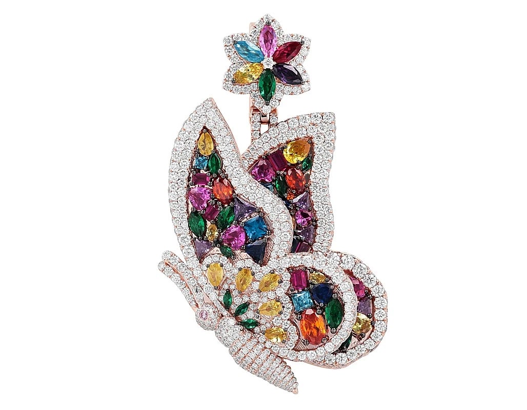 PRISMATIC RAINBOW GEMS REAL DIAMONDS BUTTERFLY PENDANT (1 of 2)