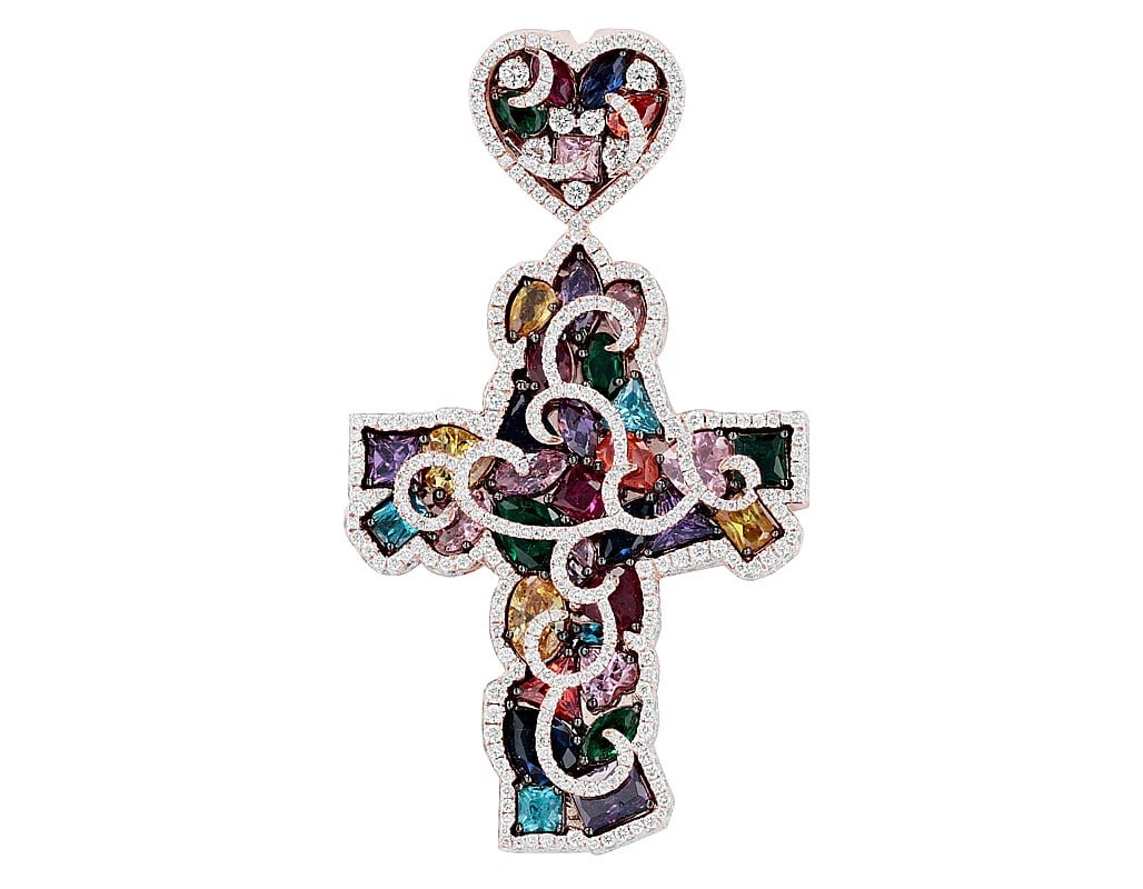 PRISMATIC MULTI-GEM REAL DIAMOND 3D CROSS PENDANT: Prismatic Multi-Gem Real Diamond 3D Cross Pendant Brand: None Type: Pendant Material: 10k Rose Gold Main Stone/Creation Natural Color: Rose Gold Size: Dimension L 2.4" , W 1.3" Accessories: