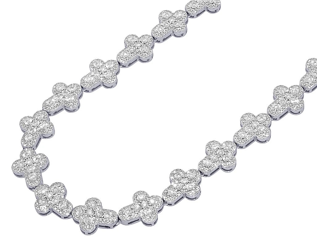 ILLUSION-SET CROSS REAL DIAMOND CHAIN NECKLACE 10K WHITE GOLD: Illusion-Set Cross Real Diamond Chain Necklace 10K White Gold Brand: None Type: Necklace Material: 10k White Gold Main Stone/Creation Natural Color: White Gold Size: Length 22" Width 13.0mm 