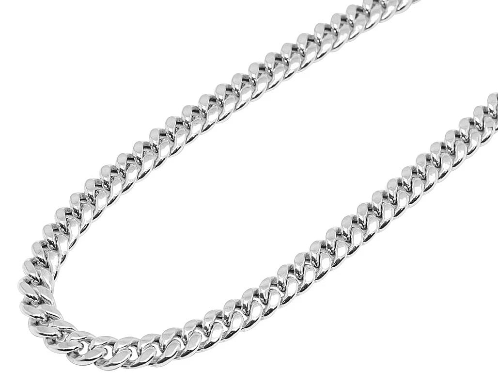 WHITE GOLD SOLID MIAMI CUBAN LINK CHAIN NECKLACE: White Gold Solid Miami Cuban Link Chain Necklace Brand: None Type: Necklace Material: 14k White Gold Color: White Gold Size: Necklace Length 22 in, Accessories: None Accessories Notice: Wh
